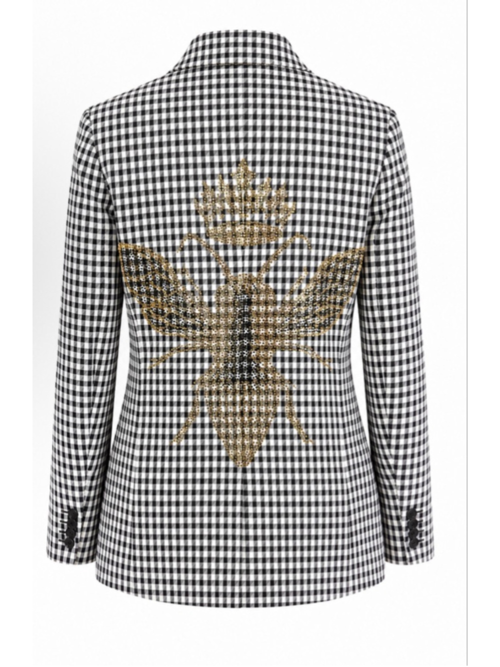 New Moving Forward Designs S Gingham Blazer with Bee Embellishment